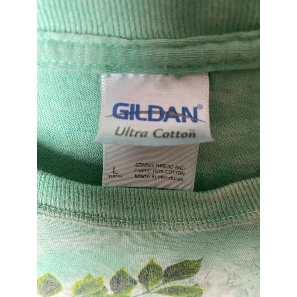 Gildan Mens Large Tie-Dye Chameleon T-Shirt Green Blue Graphic Nature Design